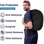 KP2® Bag Cover Waterproof 40L to 50L PU Coated Rain Cover for Backpack Bags, Suitable Bags for Laptop, School, Tail, Trekking, Travel Bag with Adjustable Buckle and Storage Pouch (Black) - Image 2