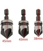 KP2® Metal 1/4-inch Hex 12, 16, 19 mm Countersink Power Drill Bit Bore Set for Wood- Set of 3 - Image 5